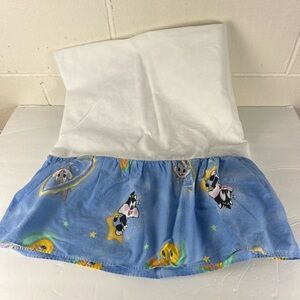 Looney Tunes Crib Skirt Dust Ruffle Outer Space Galaxy Vintage